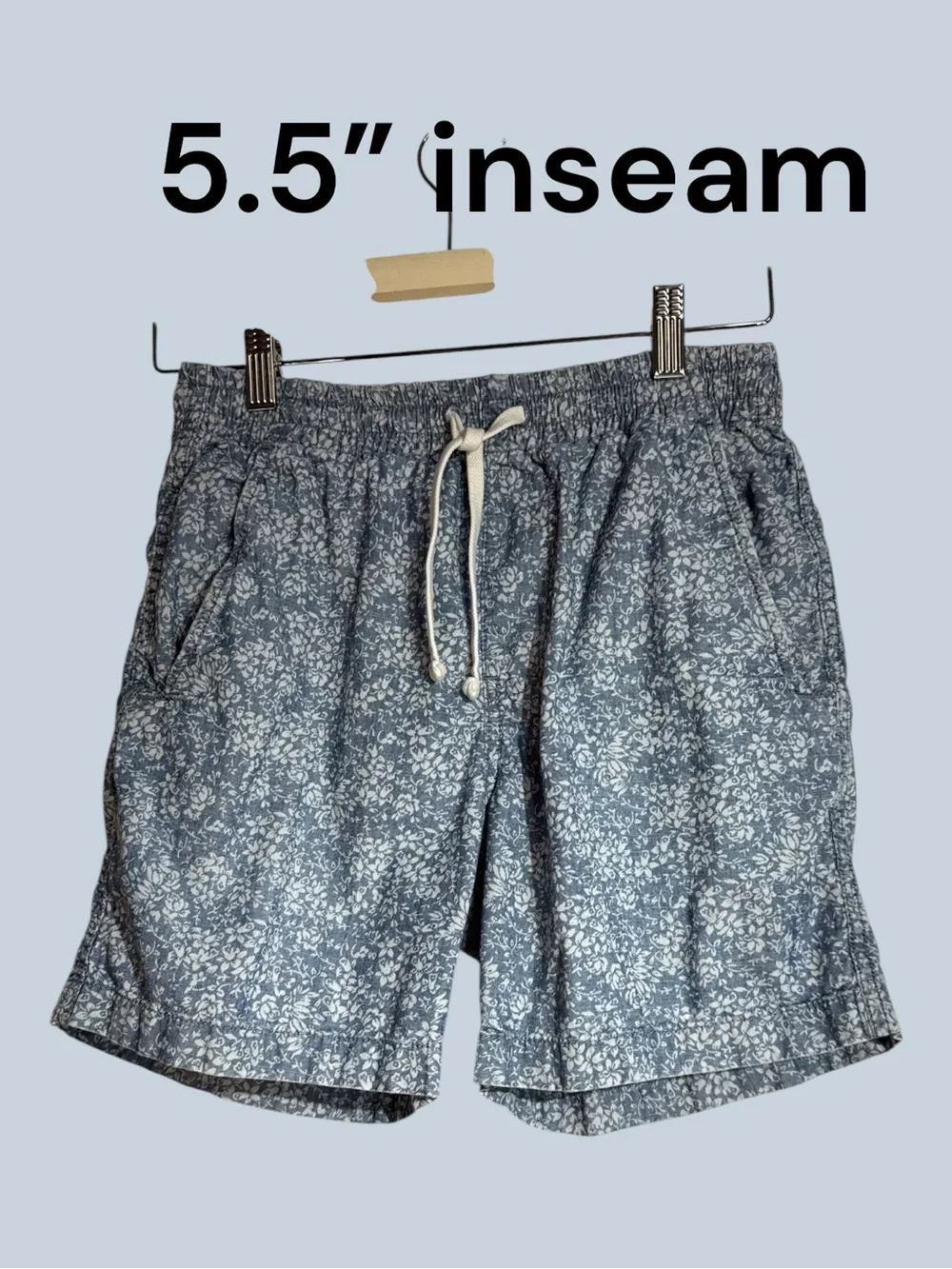 J Crew Denim Blue Flower Pattern Drawstring Swim Shorts Size XS